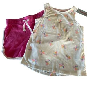 Cat & Jack unicorn tank top and pink shorts NWT size 4 girls outfit